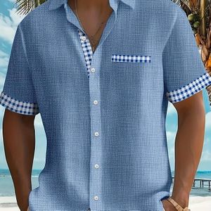 Casual Heren Shirt met Korte Mouwen - Lichtgewicht Ademende Stof, Klassieke Spitskraag & Borstzakje, Machinewasbaar Zomer Strandvakantie & Casual Uitgaansshirt, Niet-elastische Stof
