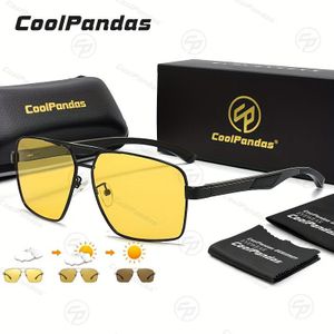 CoolPandas Merk Ontwerp Nachtzicht Zonnebril Fotochromatische Zonnebril voor Mannen en Vrouwen Kameleon Gele Lens -verblindende Rijbril voor Automobilisten