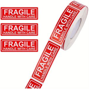 300pcs/roll, 1 X 3 Inch Fragile Handle With Care Warning Stickers For Shipping And Packing Permanent Adhesive Labels