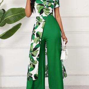 Elegante jumpsuit met bloemenprint en ritsdetail - mouwloos, korte, blauw en wit, perfect voor lente/zomerfeesten, festivals en casual kleding, casual kleding|Jumpsuit met bloemenprint|Ritsdetail