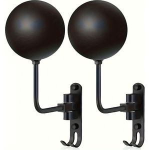 2 stuks 180 graden draaibare aluminium motorhelmbevestigingen - Wandgemonteerd om ruimte te besparen voor honkbal- en rugbyhelmen - Duurzaam zwart en geel ontwerp met 2 haken