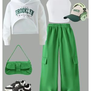 Meisjes Sport Driedelige Set, Modieus en Casual, Geschikt voor Uitgaan en Dagelijks