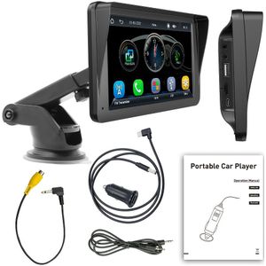 7" Draagbare Auto MP5 Speler met Draadloze CarPlay en Auto | Touch HD Scherm, USB Voeding, Universele Pasvorm, Ondersteunt TF/USB/BT, ABS/PP Materiaal - BQCC, Zonder Batterij