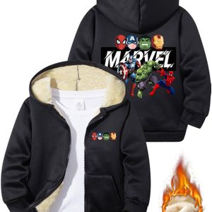 Jongens' Fleece-gevoerde Warme Winterjas met Rits, Coole Marvel Spider-Man Kleur Outdoor Capuchonjas