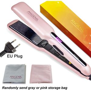 ANGENIL Professionele Reis Stijltang | Keramische Stijltang en Krultang in Één, Argan Olie Warmte Instelbare Platte Stijltangen, 1.6" Brede , Stekker, Ideaal Cadeau voor Vrouwen