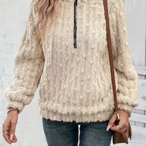 Plus Size, Dames Winter Elegante Hoge Nek Rits Trui - Oversized Lange Mouw Pullover met Volledige Zip Sluitingen