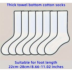 4 Paar/7 Witte Zwarte Sokken voor Mannen, Dames Mid-Calf Katoenen Crew Sport Basketbal Verstevigde Terry Doek Lange Sokken