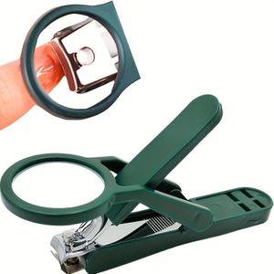 [] Ergonomic Stainless Steel Nail Clippers With Magnifying Glass - Blade, , Rubber Handle For Comfortable Grip, Ideal For Seniors
