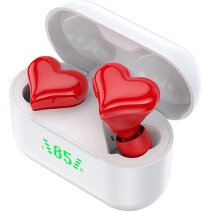 Prachtige Hartvormige TWS Draadloze Hoofdtelefoons met LED-display, Lage Latentie voor Gamen/Hardlopen/Films kijken/Werken, Cadeau voor Meisjes