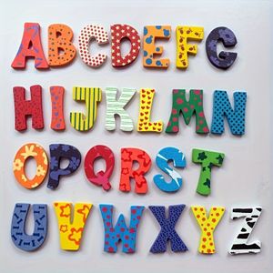 26 Letter Wooden Refrigerator Sticker, Cartoon Decoration Magnet, Kitchen And Office Whiteboard Storage Cabinet And Dishwasher Refrigerator Magnet, Kitchen Decoration, Home Decoration