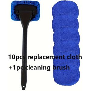 Car Windshield Window Cleaning Brush, With 10pcs Reusable Pads - For Interior And Exterior, Household Glass And Wash Brushes Universal Auto Glass Cleaning Tool