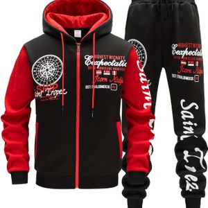 Heren 2435e editie Fashion Print sportset, Geometrisch Hoodie en Joggers, Lange mouw, Regular fit, Gebreide stof, 100% Polyester, Warmteoverdracht, Herfst/Winter Lash Sets