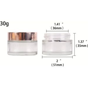 6 stuks/set Transparante Glazen Crème Flesjes van 5g/10g/15g/20g/30g/50g/100g voor Lichtbeige Verzorging Cosmetica Pot Oogschaduw Gezichtscrème Reisaccessoires