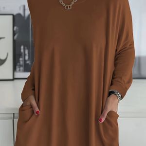 Plus Size kleur -shirt, casual lange mouw ronde hals top voor lente en herfst, dames Plus Size kleding