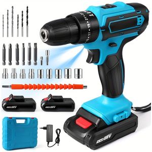 28v Cordless Drill Set With 2pcs Batteries And Charger, 2 Variable , 25+3 Torque , 24 Kinds Of Accessories