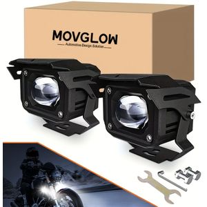 Movglow 2pcs Led Motorcycle Auxiliary Lights - 2-inch Work Lights, With Mounting Brackets For Off-road Vehicles, Tractors, Truck, Atv, Utv, Suv, Boats, Motorcycle Lights