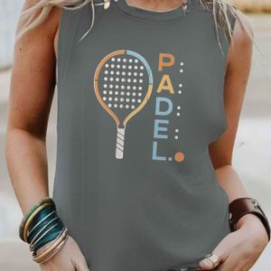 Women's Sleeveless Padel Racket Graphic Vest - Geometric Pattern, Vibrant Orange/blue/white/black, Lightweight Breathable Fabric, Machine Washable, Casual Sporty Style For Wear, Apparel,