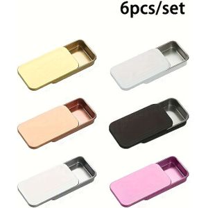 6 stks van Sliding Lid Metalen Boxen voor Vingerhandschoenen, kleine accessoires en tandenstoker.