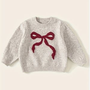 Herfst Kinderen Veelzijdige Ronde Hals Strikpatroon Kleur Trui QY25082