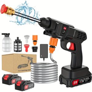 200w 20bar Cordless High Pressure Cleaner Washer Spray Water Gun Car Wash Pressure Water Cleaning Machine With 21v Battery