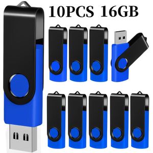 10 stuks Blauwe USB 2.0 Flash Drives met Hoge Snelheid, Draaibare Geheugensticks van 128MB/256MB/512MB/4GB/16GB Capaciteit, Ideaal voor Desktop & Laptop Opslag, Zakelijk Geschenk