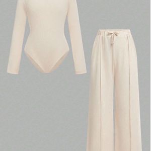 Meisjes Kleur Modieuze Lange Mouwen Top met Strik en Elastische Taille Broek Outfit Set, Tweedelig, Perfect voor Buiten