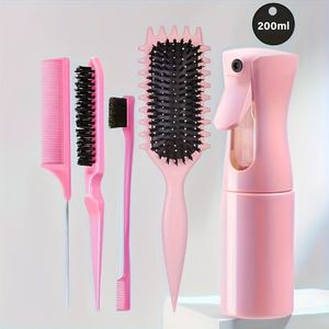 5-delige Haarstylingset - Krulborstel, Krulmuisstaartkam, Randcontroleborstel & Fijne Verstuiver Sprayfles - Ideaal voor Salon, Thuisgebruik en Haaraccessoires