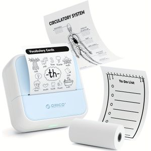 Orico Draagbare Thermische Labelprinter, Geen Inkt Nodig - Geschikt voor Werk en Thuisgebruik, Labels, Barcodes, Lijsten, etc. Printen, Draadloze Connectiviteit met Telefoon
