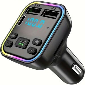 Auto MP3-speler, draadloze FM-zender, USB en C snel opladen, Mobiele telefoon Kit - Auto mobiele telefoon kit, FM- voor MP3-spelers