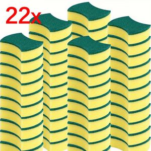 22-pack Polyurethane Kitchen Sponges - Dual-sided Scrub Pads, Super Absorbent & Scratch-resistant, Multi-use For Glass, Floor, Carpet Cleaning, Household & School Cleaning Tools