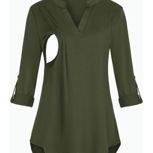 Nursing top met V-hals en 3/4 mouwen in kleur