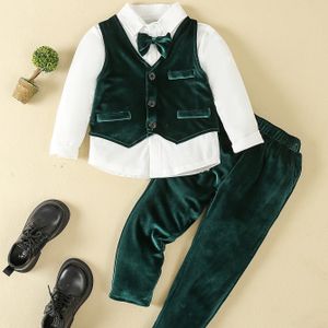 en Jongeren Gentlemankostuum Fluweel Driedelige Set Vest + Overhemd + Broek