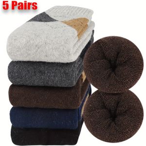 5 Paar Wol Socken, Heren Warme Socken, Thermische Socken, Winter Socken, Dikke Socken Voor Heren, Comfortabele Gezellige Socken, Cadeaus Voor Heren