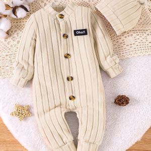 TP100960 Beige Casual Jumpsuit voor Meisjes + Hoed, Perfect voor Buiten