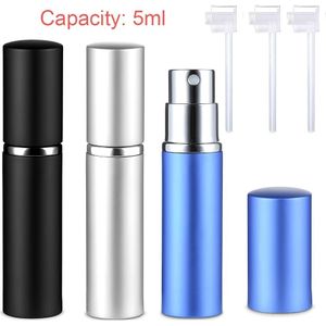 3 stuks 5ml Hervulbare Parfumverstuiver Glazen Aluminium Flessen met Gouden Ring
