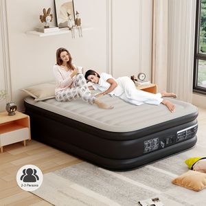 Kpuy Double Inflatable Mattress With Built-in Pump - Self-inflating, Foldable Air Bed For Camping, Travel & Home Guests - 80"x60"x18", Grey - Perfect Gift