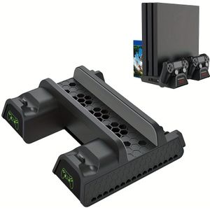 Koelventilatorstation Voor PS4/PS4 Slim/PS4 Pro PS4 Standaard Met Dubbele Controllerpoortlader, USB-poort Snelladen En 12 Gamesleuven
