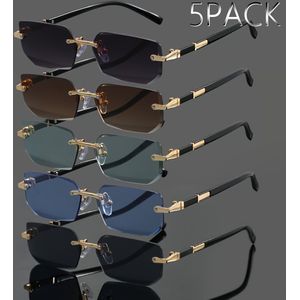 5-Pack Frameless Vierkante Metalen Brillen, Retro Klassieke en Stijlvolle Oogaccessoires voor Afstudeerseizoen, Trouwseizoen, Moederdag, Vaderdag, Kerstcadeau