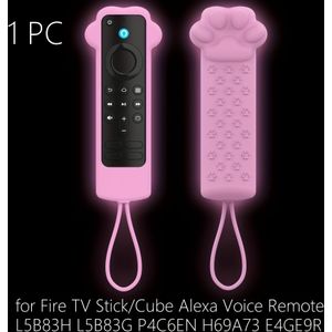 Siliconen afstandsbedieningshoesje voor /Cube HD/4K/Max Voice Remote 2e/3e generatie L5B83H L5B83G P4C6EN, -the-Dark afstandsbedieningshoesje met oren voor Firestick 1e/2e generatie H69A73 E4GE9R