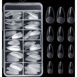240 stuks Amandelvormige Nageltips Set, Middellange -On Nagelvormen met Kleur Afwerking