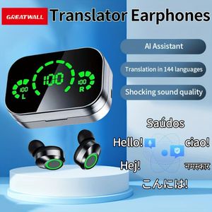 GREATWALL AI Translator Earbuds ondersteunt 144 en accenten Realtime hoge nauwkeurigheid vertaling oordopjes High-definition geluidskwaliteit Lange batterijduur