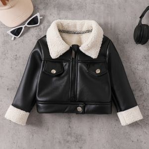 Baby Mode Meisje Klassieke Kraag met Fluweel Zwarte -Jas voor Warme Herfst en Winter Buitenkleding, Winterschoenen Jas