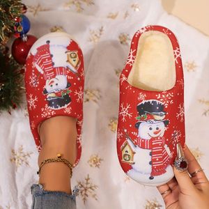 Nieuwe stijl kerst pluche verdikte warme huissloffen met anti-slip voor mannen en vrouwen, oversized schattige cartoon pantoffels voor binnen.