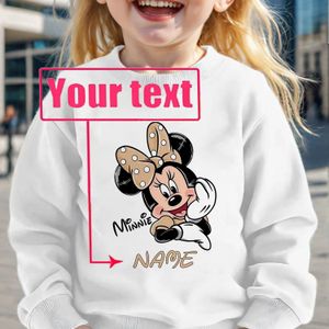 DISNEY Meisjes Minnie Mouse Trui - Naam/Tekst, Roze Iconische Strik & Oren Print, Casual Pullover, Losse Pasvorm Lange Mouwen Trui voor Verjaardagen & Casual Kleding ('Kleding')