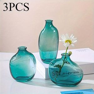 3pcs Set/ Vase Home Decorative Ornaments, High-end Retro Desktop Glass Ornament