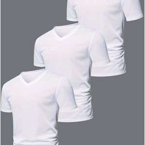 Heren Lente Zomer Herfst Kleur Casual Comfortabele Korte Mouw V-Hals Driedelige T-Shirt Set, Geschikt voor Casual Uitjes, Vakanties, 100% , Wasbaar in de Machine Niet Chemisch Reinigen. 3WTV9191