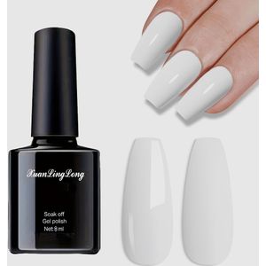 8ml/0.27oz Soak Off Gel Nagellak - Pure Sheer Wit, Kleur in Één Flesje & Geurvrij voor French Tip Manicure, Salon- en Thuis DIY Nail Art - Langdurige Glans, Nagelgel