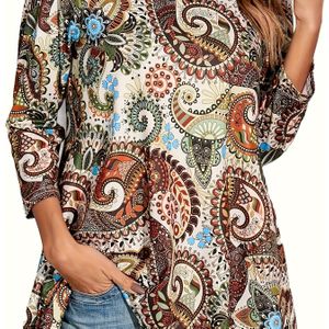 Plus Size - Plus Size - Plus Size - Plus Size - Plus Size - Plus Size Fashion Print Top met Lange Mouwen, Plus Size Dames Tops