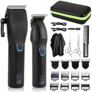 Professionele Haartrimmer en Trimmer Set, Barber Clippers Set voor Mannen Professionele Kit, Baard Trimmer Haarcut Kit, Draadloze Clippers voor Haar Knippen, Zwart en Goud