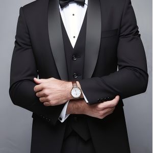 Formele Herenpak Set 3- - Zakelijke Casual Slim Fit Smoking voor Bruiloft, Lange Mouwen met Inkeping Revers, Bruidegom